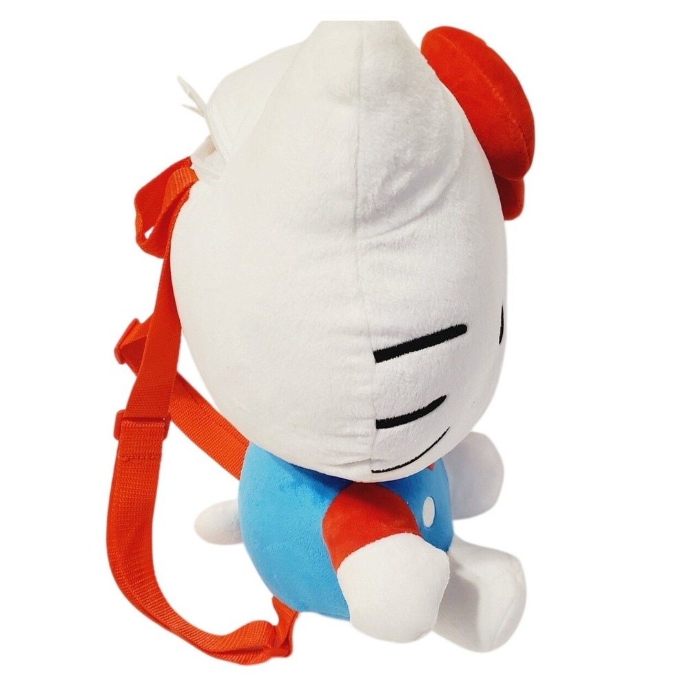 Sanrio Hello Kitty Plush Backpack Blue Overalls Red Bow Kids‎ Accessory 2024